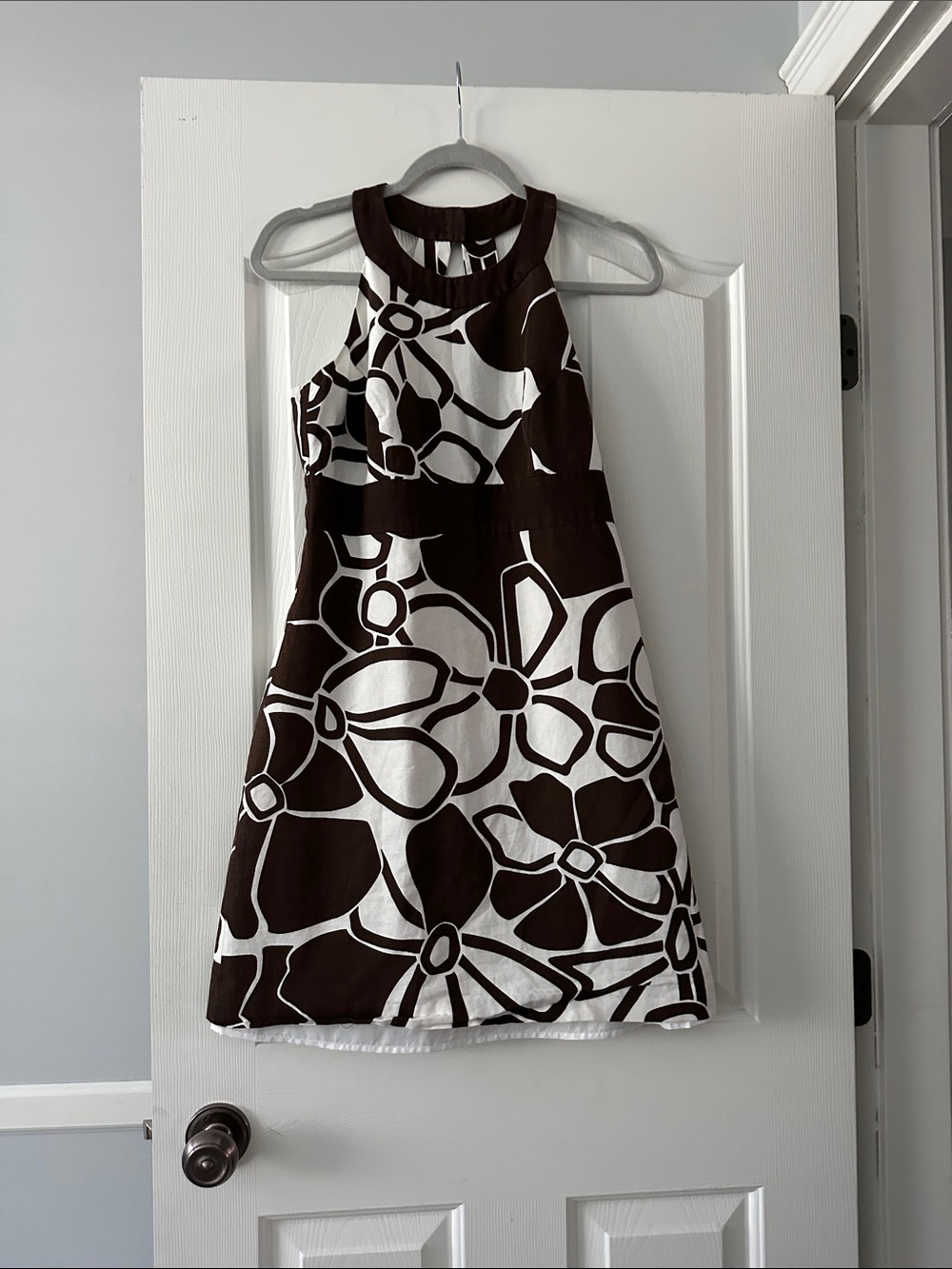 Ann Taylor Brown and White Floral Halter Dress